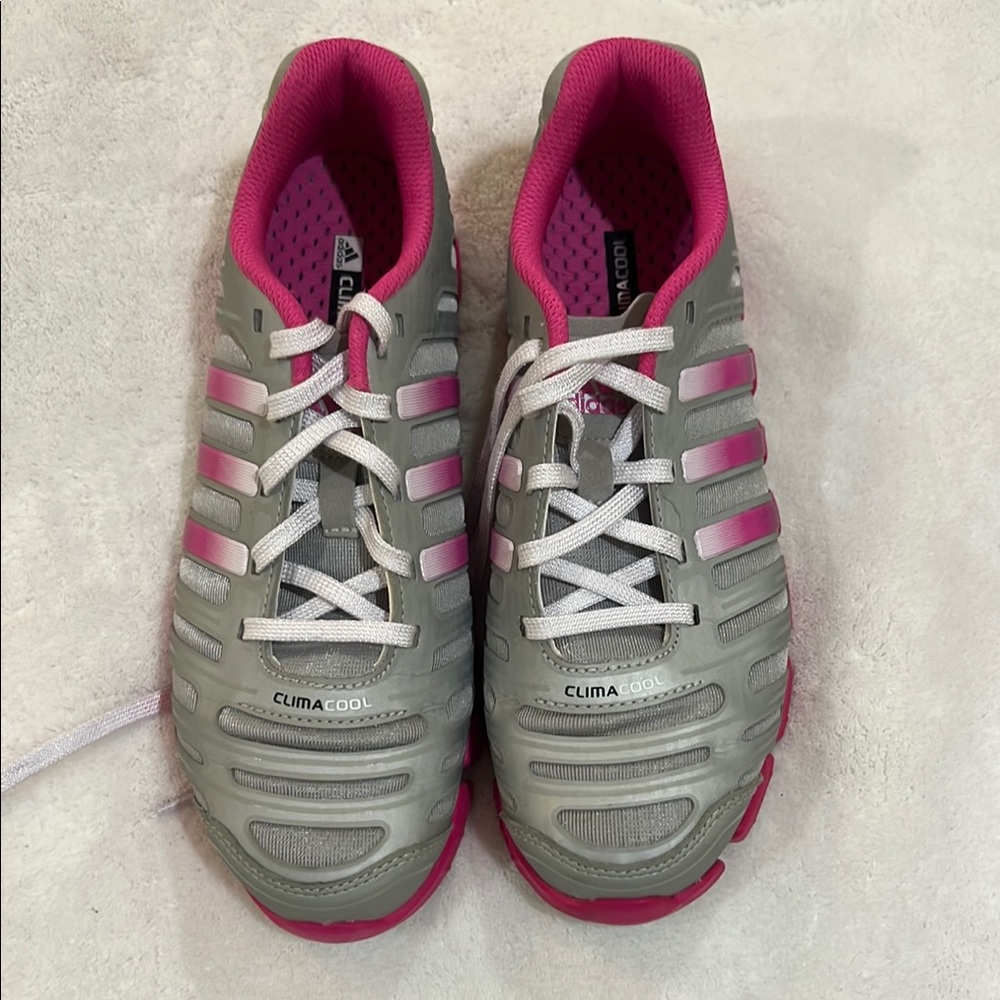 Adidas Gray and Pink Athletic Shoes with Segmented Design